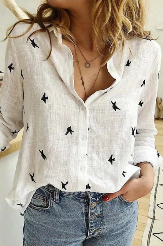 Camisa estampado de aves