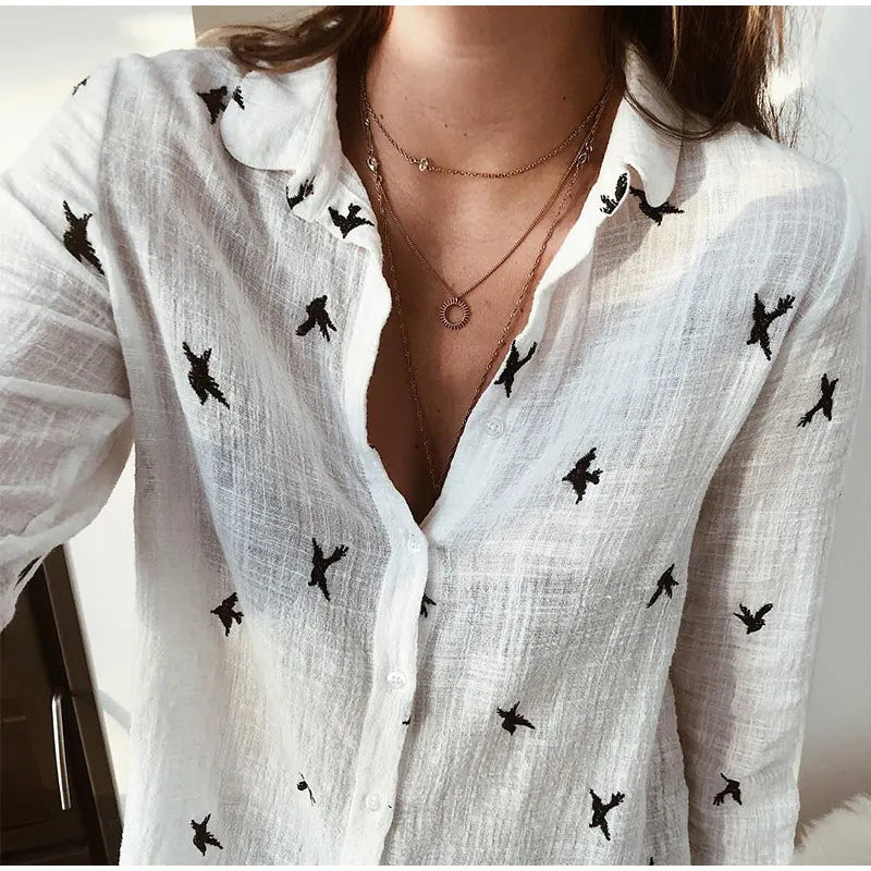 Camisa estampado de aves